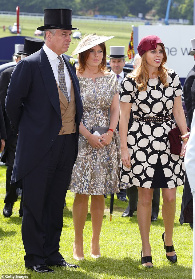 Andrew, Eugenie and Beatrice attend Derby Day of the Investec Derby Festival at Epsom Racecourse on June 1, 2013