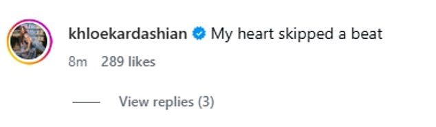 Jenner's sister Khloe Kardashian was stunned by the look