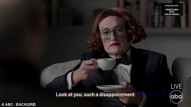 At one point, he transformed into an even more horrifying version of Amy Madigan's Weapons character Gladys, who is an already creepy red-haired witch