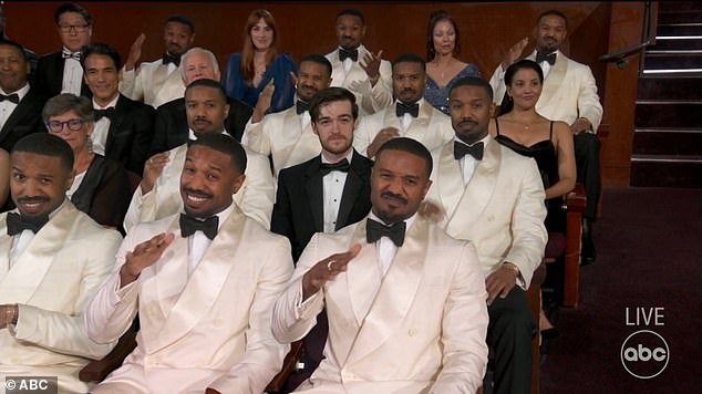 It was a special treat every seat filler at tonight's oscars will be Michael B. Jordan,' O'Brien joked before the camera cut to a sea of Jordans seated together in white tuxedos