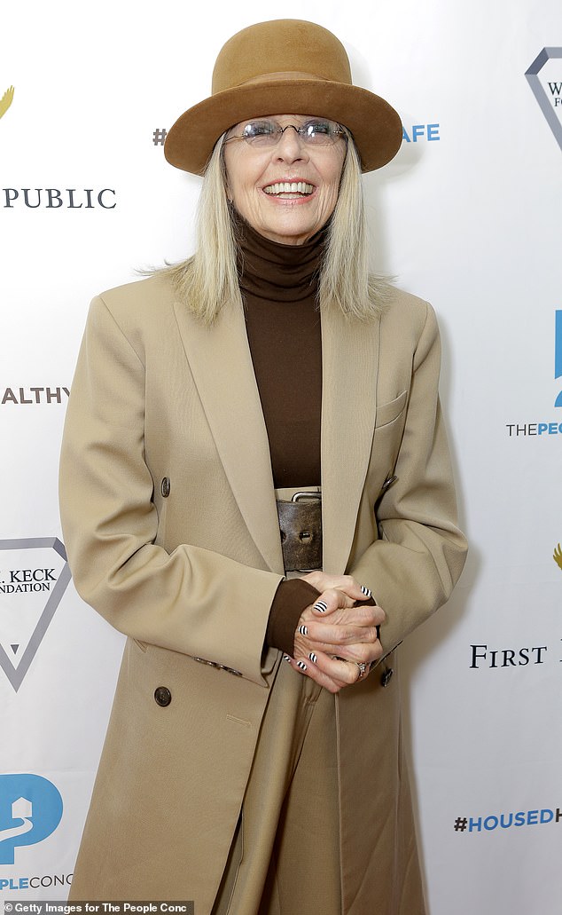 McAdams also emotionally added, 'And so to our friend, Diane Keaton, celebrating a life of silver and gold, a legend with no end'; Keaton seen in 2018 in L.A.