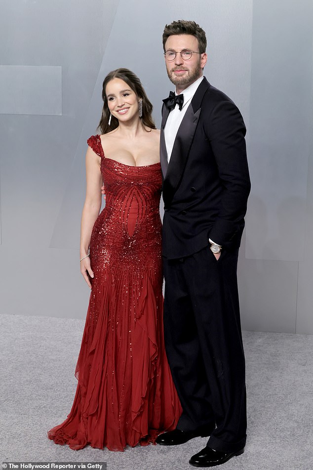 Chris Evans and his glamorous wife Alba Baptista made their grand arrival