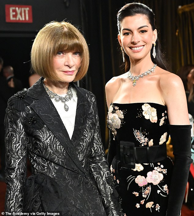 In a full-circle The Devil Wears Prada moment, Hathaway took the stage that evening with Dame Anna Wintour, who jokingly offered a frosty appraisal of her dress sense onstage