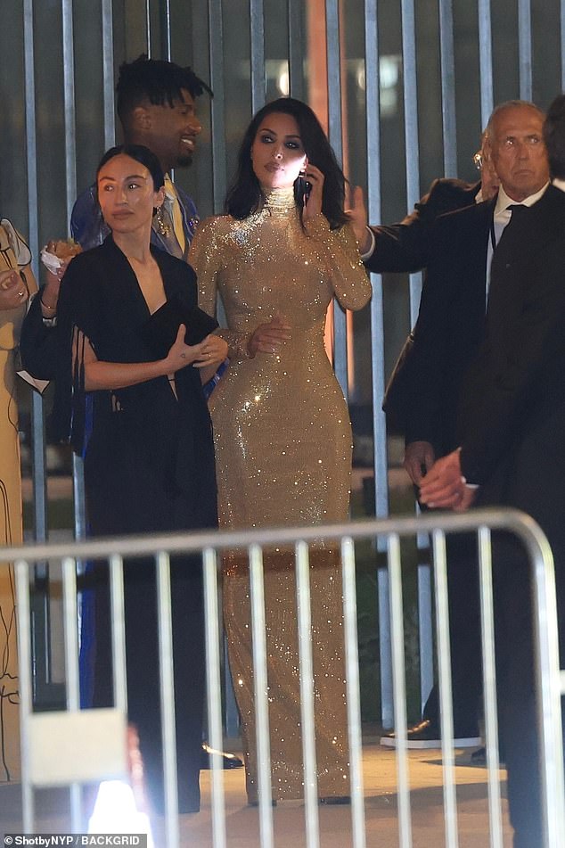 Kim was spotted waiting for her chauffeur