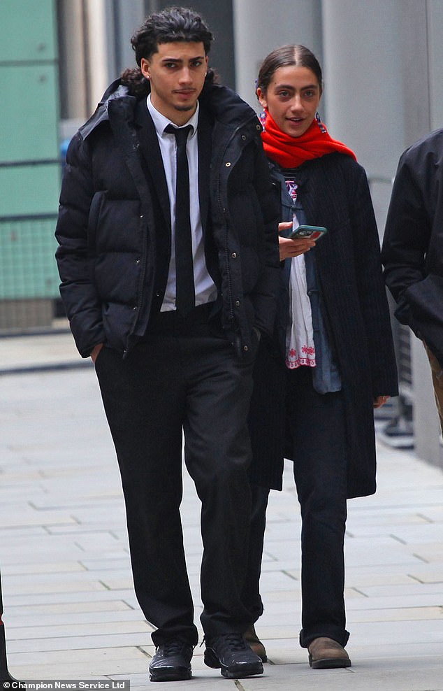 Ms Teixeira's children, Elis Teixeira Moaven and Aryan Moaven, pictured outside the High Court. They are also involved in the legal bid to restore the properties to Abbas's estate