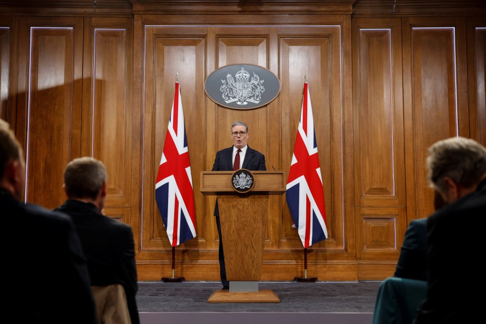 British Prime Minister Keir Starmer speaks to the media on the situation in the Middle East, at Downing Street in central London
