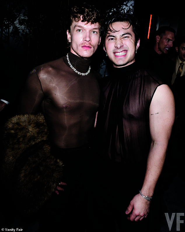 Connor Storrie and Hudson Williams wore mesh outfits at the event