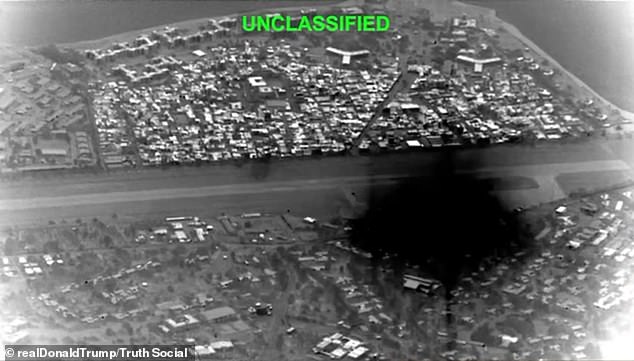 Trump posted videos of the US strikes on Kharg Island targeting the airstrip and other military objectives