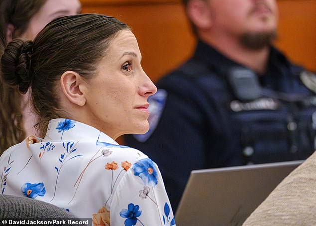 Kouri Richins listens during closing statements in her trial for the murder of her husband Eric