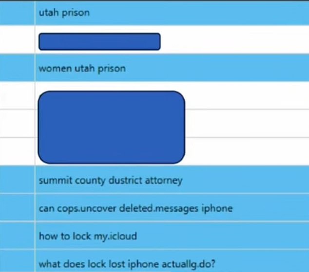Richins tried to wipe her phone. But several internet searches were recovered including for how to delete cell phone data