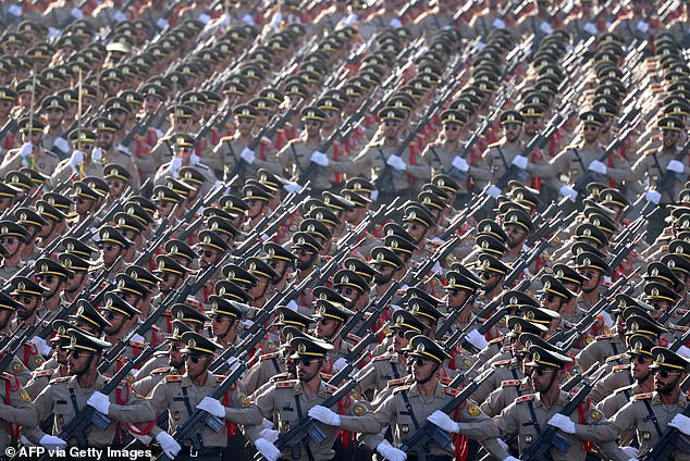 Soldiers from a unit of the Iranian army march during an annual military parade in 2024