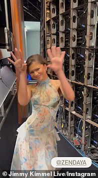 Backstage, Zendaya appeared to be in a great mood