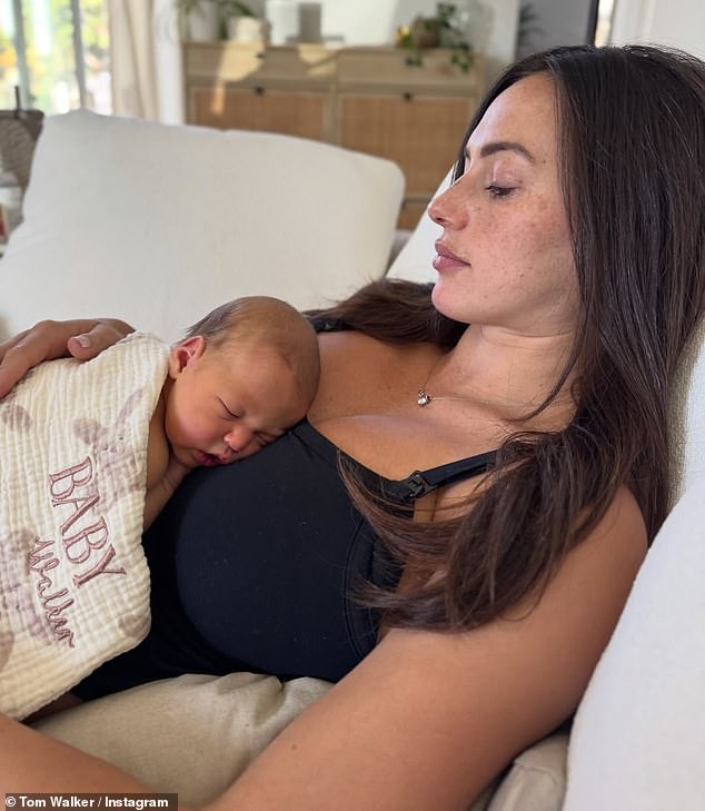 And now they have welcomed a baby girl and shared a snap of Chloe cradling Eva and another ofTom rocking his newborn to sleep