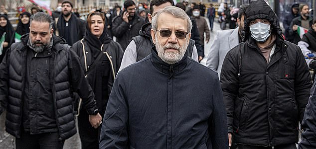 Ali Larijani / 13 march - Senior members of Iran's leadership, including President & ministers are among the people in the streets of Tehran on International Quds Day Senior members of Iran's leadership, including President & ministers are among the people in the streets of Tehran on International Quds Day despite ongoing Israeli & American bombardment. This does not look like a regime change, it looks like a regime demonstrating strength.	Ali Larijani