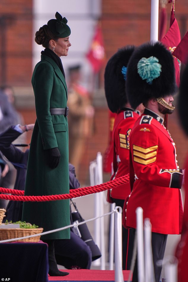 As Colonel of the Irish Guards, she was invited to attend the regiment's annual celebration of the patron saint of Ireland