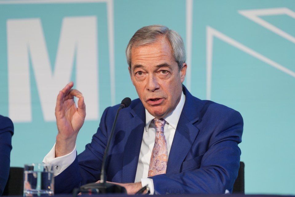 Nigel Farage speaking at a Reform UK press conference.