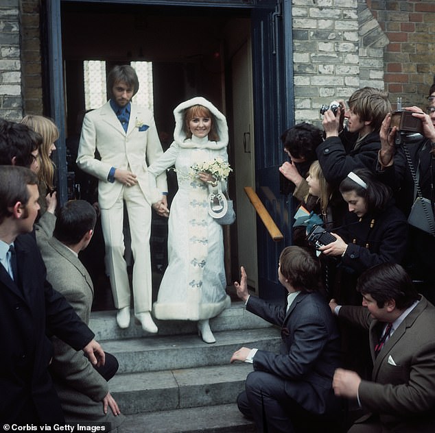 The couple married at Gerrards Cross Church in Buckinghamshire on February 18, 1969 (pictured)