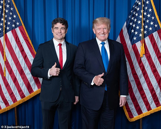 Director of the United States National Counterterrorism Center Joe Kent with President Trump. Kent resigned on Tuesday over frustration with the Iran war