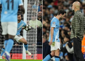 Bernardo Silva SENT OFF for first time ever for handball and may have played last Champions League game for Man City