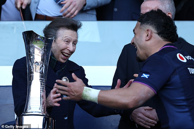 Following Mr Tuipulotu's failed hug attempt, the pair mirrored each other by opening their arms in jest earlier this month - delighting royal fans who praised Anne's 'fun' and 'wonderful' nature