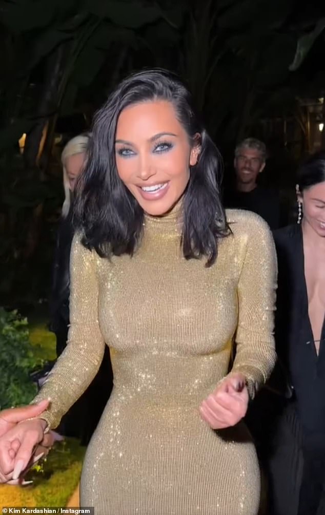 Moment later, Kim said: 'Wait, let me try and walk on it', before adding: 'F***, that poor lady I grabbed her, I grabbed that old ladies like box'