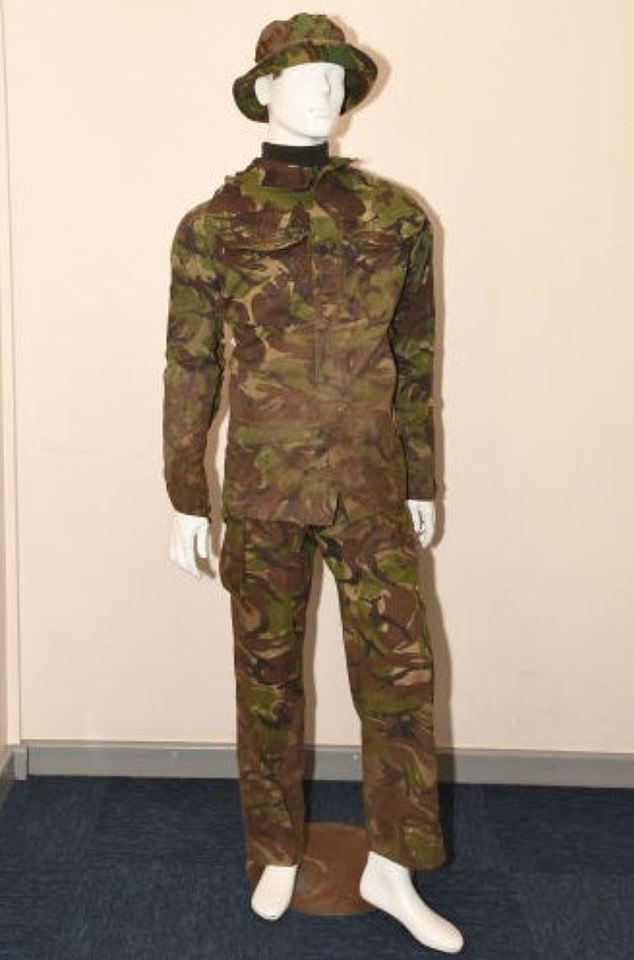 He broke into Mr Perks' Nottinghamshire house in the middle of the night, wearing a camouflage suit (pictured) and balaclava and brandishing a crowbar, a tribunal heard