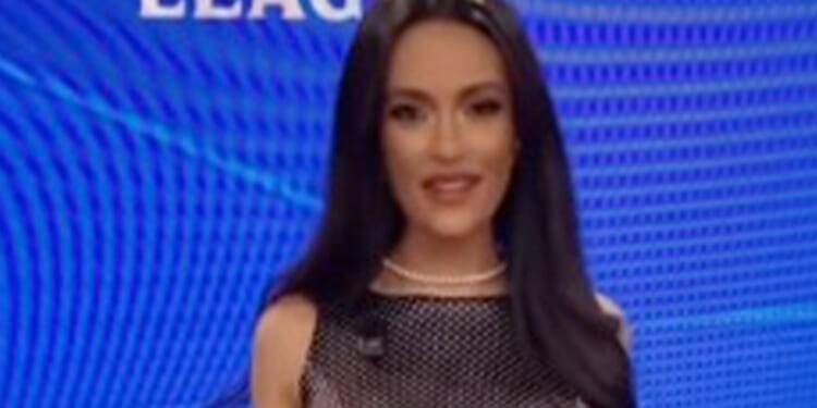 Albanian Laura Woods labelled 'sensational' as Champions League host drives fans wild with leggy display