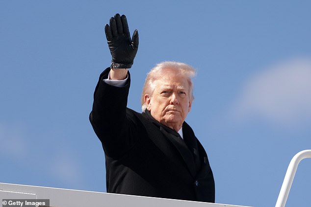 President Trump last night stoked the international war of words by threatening that the US could abandon the security of the Strait of Hormuz shipping lane (file image)