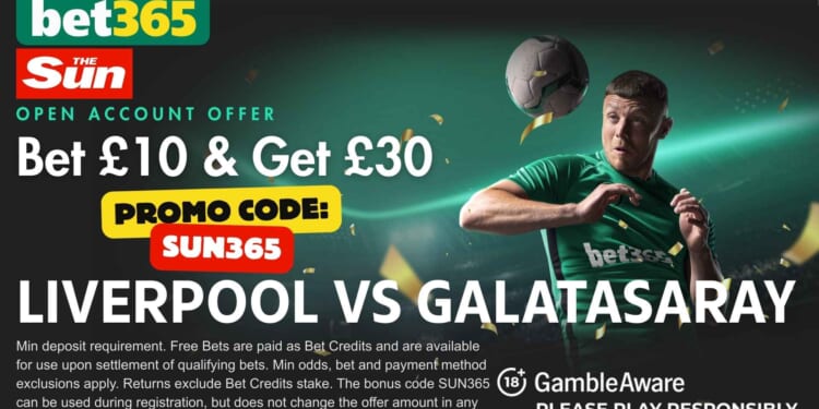 Get £30 bonus for Liverpool vs Galatasaray