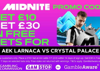 Claim £30 bonus for AEK Larnaca vs Crystal Palace