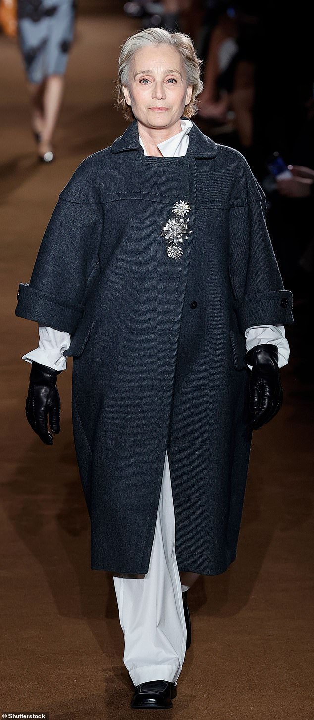 Actress Kristin Scott Thomas, 65, walks for Miu Miu in Paris Fashion Week earlier this month