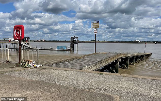 He was joined by both the girl's uncle, as well as a member of the public, George Karnovski, in entering the river to attempt to rescue the youngster. Pictured: The jetty the girl is believed to have been playing on before her death