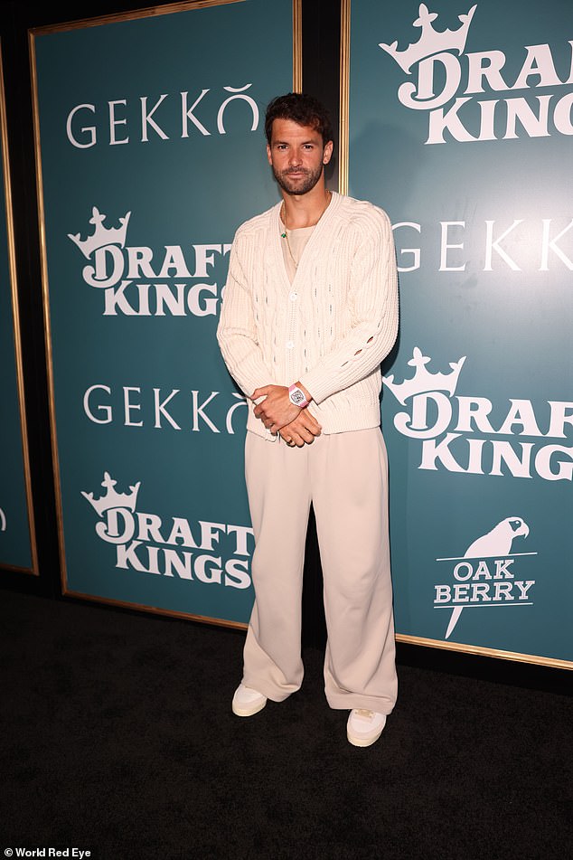 Tennis heartthrob Grigor Dimitrov is pictured at the swanky steakhouse