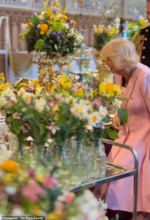 However, so opulent was the display that in one hilarious moment, Camilla struggled to find her husband amid the shrubbery
