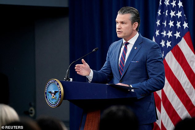 Secretary of Defense Pete Hegseth holds a briefing amid the US-Israeli conflict with Iran, at the Pentagon in Washington, DC, March 2