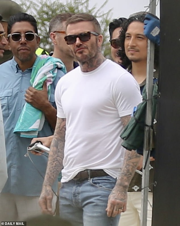 David Beckham and son Brooklyn twice narrowly missed coming face to face amid their feud at the five-star Beverly Hills hotel on Monday