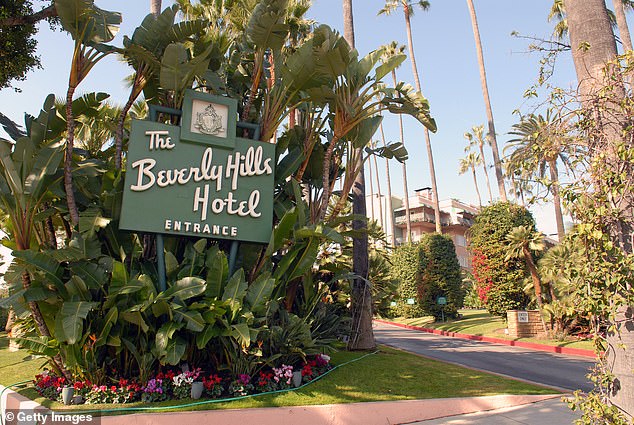 The soccer legend checked into the Beverly Hills Hotel on Sunday night ahead of his commercial shoot in Santa Monica, only for his son Brooklyn to have breakfast their the following day