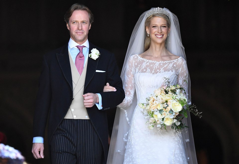 Lady Gabriella Windsor and Thomas Kingston leave after their wedding.