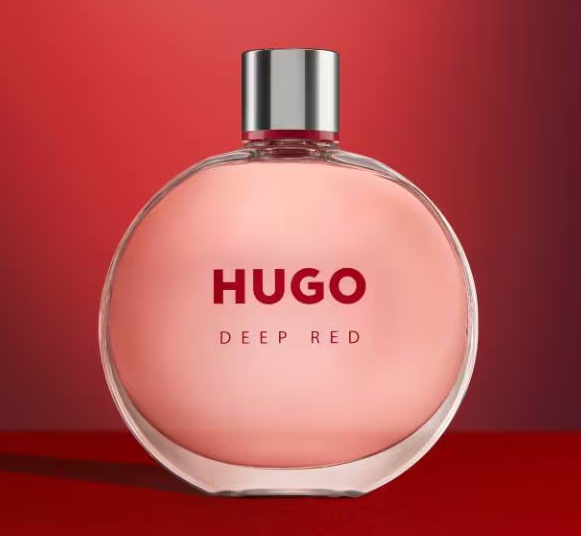 Hugo Boss Deep Red perfume bottle.