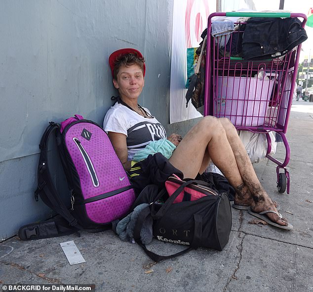 After developing a drug addiction and suffering from various mental health issues, Loni (pictured in 2018) has since fallen on hard times and has been sleeping on the streets for the last six years in Venice