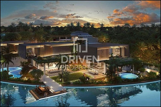 £2.3million was taken off the price of this sprawling mansion in the Lanai Island region of Dubai