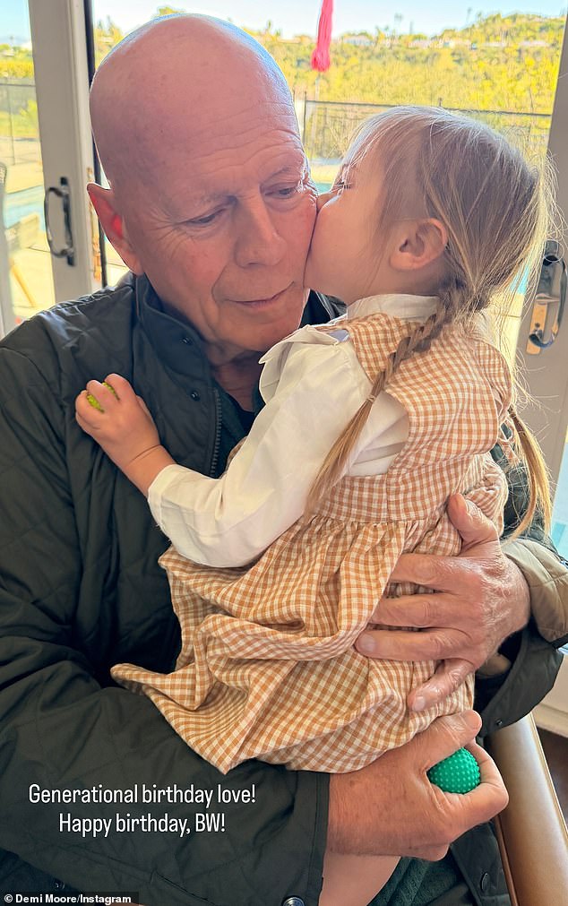 She also jumped to her Instagram stories to upload one of the snaps and added the text: 'Generational birthday love! Happy birthday, BW!'