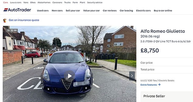 The same Alfa Romeo as it appeared on Auto Trader after it had been repaired in the lane