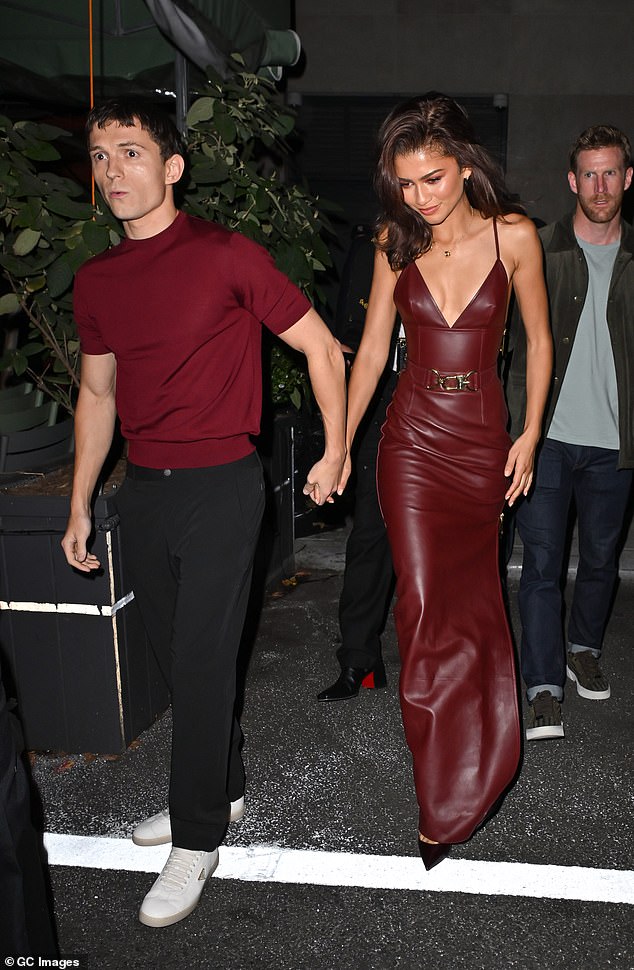 Zendaya, 29, has been engaged to her Spider-Man co-star, also 29, since December 2024 (pictured in October 2024)