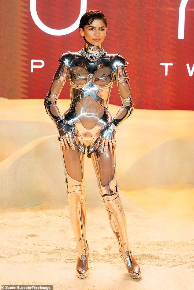 This is not the first time Zendaya has channelled her on-screen counterpart, pictured at Dune 2 premiere in 2024