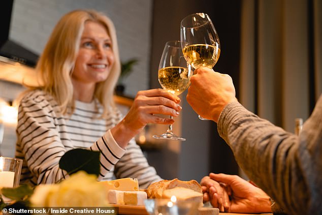 The researchers noted wine has antioxidants and is usually consumed alongside healthier foods than beer, spirits or cider, which could make it healthier (stock image)