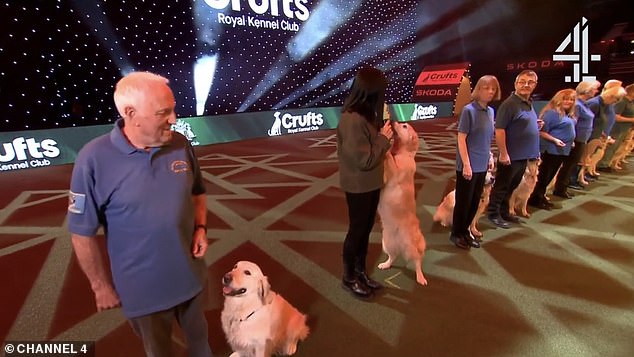 As Claudia got stuck in with the routine, she was soon paces behind the rest of the display team and struggling to keep up - before Honey started jumping up, and refused to sit on cue