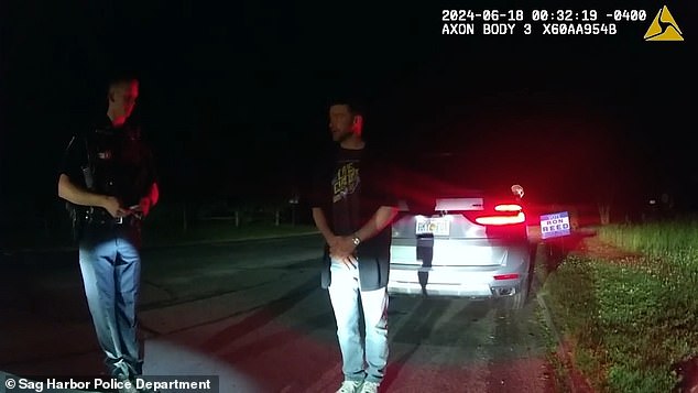 The first officer returned and instructed Timberlake to place his left foot on the 'imaginary line' and then put his right foot in front