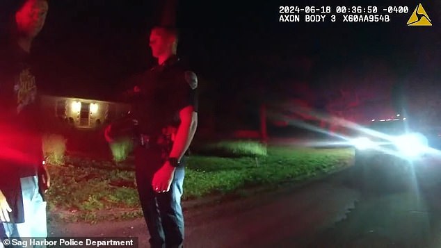 At one point, the singer was seen standing on one leg for five seconds before dropping his foot back to the ground. 'By the way, these are like really hard tests,' the performer told the officers