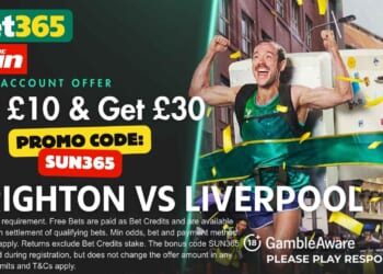 Get £30 bonus for Brighton vs Liverpool
